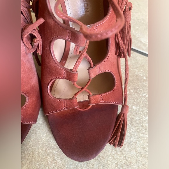 Sigerson Morrison Fringe Ankle Sandals Rose pink Sz7.5 - Picture 11 of 15